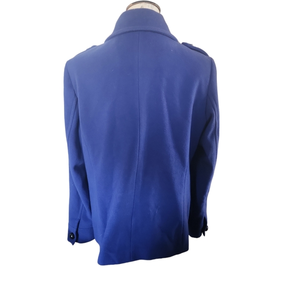 Land's End Double Breasted Short Pea Coat Royal Blue Wool Blend size 14 - Picture 2 of 10